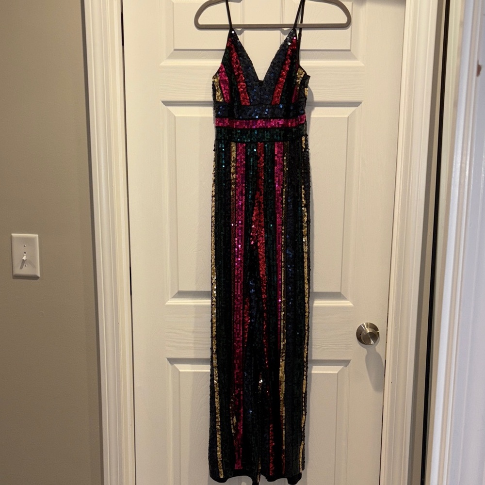 Express Black and Red Sequin Top